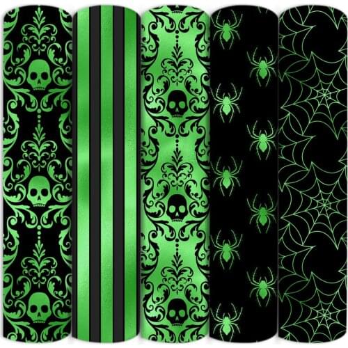 Black Green Series Halloween Printed Polyester Cotton Fabric for Tissue Sewing Quilting Fabrics Needlework Material DIY,1Yc20304