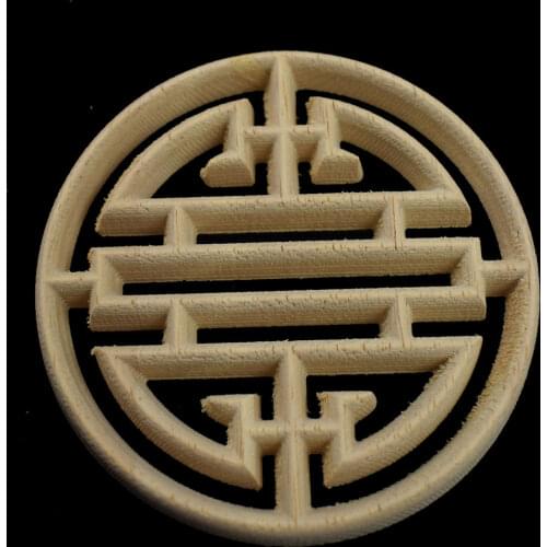 Chinese Style Wood Carved Corner Onlay Applique Exquisite Unpainted Vintage Home Decoration Accessories Figurine Wooden Letters