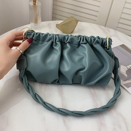 Folds Designer Small PU Leather Crossbody Bags for Women 2021 Trend Shoulder Handbags Womens Fashion Travel Branded Hand Bag