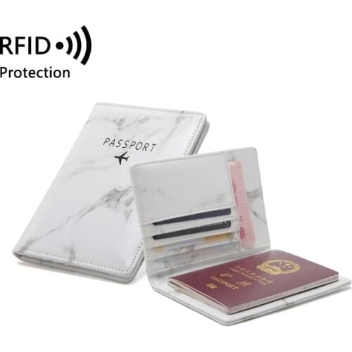 Travel Card Holder Vintage Marble rfid Passport Holder Card Wallet Women Men Portable Business PU Leather Card Holder Wallet