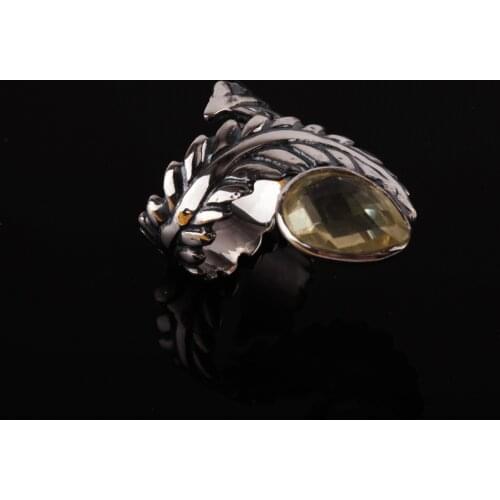 UM US JEWELRY Citrine Cubic Zirconia 925 Sterling Silver Women 'S Ring