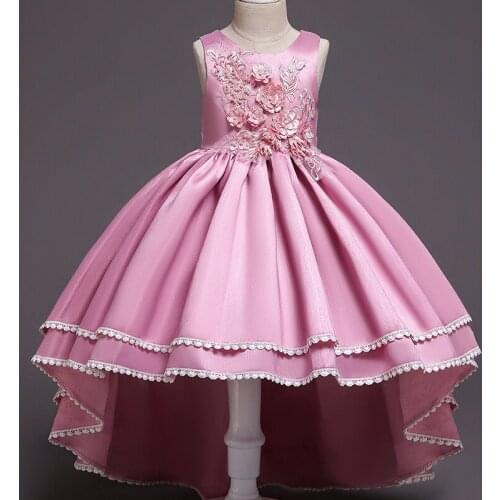 Kid Girls Elegant Wedding Pearl Petals Girl Dress Princess Party Pageant Long Sleeve Lace Tulle for 3 4 5 6 7 8 9 10 11 12 Yrs