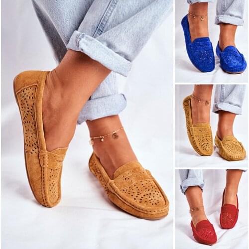 New Womens Cut-outs Shoes Summer Casual Hollow Out Slip On Loafers Perforated Flat Shoes Ladies Genuine Leather Shoeses
