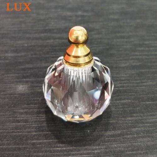 LUX Cut natural crystal faceted gems stone Perfume Bottle pendant Mid Century Vintage jewelry essential oil Diffuser necklace