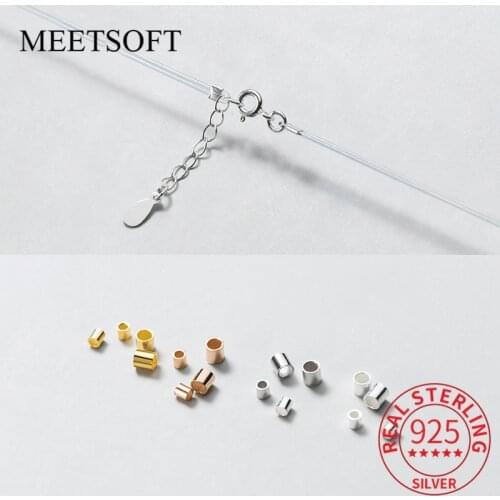 MEETSOFT Classic 925 Sterling Silver 15pcs/lot 1.5mm-2.0mm Positioning beads Charms of DIY Handmade Jewelry Necklace Accessory