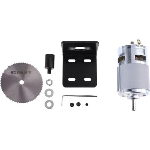 DC 12V 775 Motor Table Saw Kit with Ball Bearing Mounting Bracket Saw Blade for Woodworking Cutting Polishing Engraving