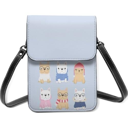 French Bulldog Shoulder Bag Travel Woman Mobile Phone Bag Bulk Vintage Leather Bags