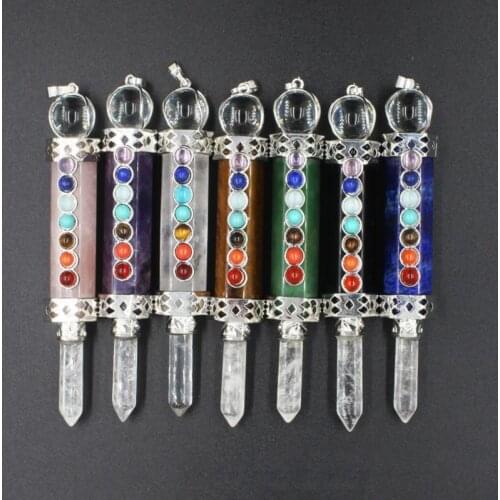 2021 New 7 Chakra Divination Pendulum for Dowsing Crystal Quartz Pendulums Natural Stone DIY Jewelry Making Accessories