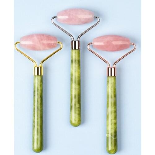 New Style Women Beauty Bar Natural Jade Stone Facial Roller for Face Body Neck Massage Detoxication De-Puff Sagging Skin Lifting