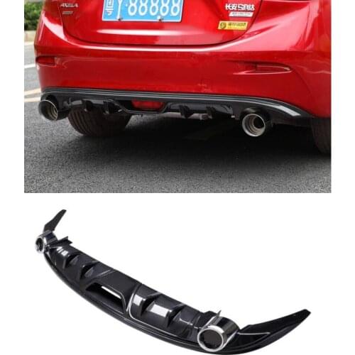 Carbon Fiber Car Rear Trunk Lip Bumper Diffuser with Exhaust Tip Protector Fits For MAZDA 3 Axela Sedan 2014 2015 2016 2017
