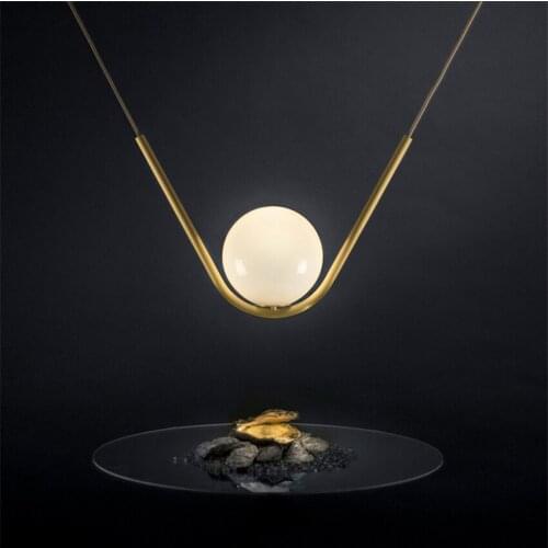 Hanging Luxury Golden Glass Pendant Lights Restaurant Bar Study Lights Bedroom Bedside Hotel Room Art Deco Luster Pendant Lamps