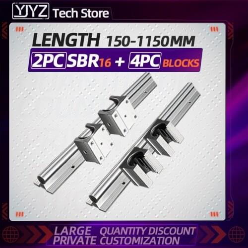 Factory direct sale two SBR16 linear guide rails (150~1150mm) + four SBR16 sliders (standard/extended) complete models
