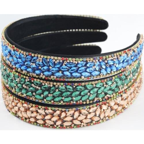 Handmade Luxurious Gold Full Crystal Beaded Baroque Headband Rhinestone Hairbands For Women Wedding Charming Hair Accessories