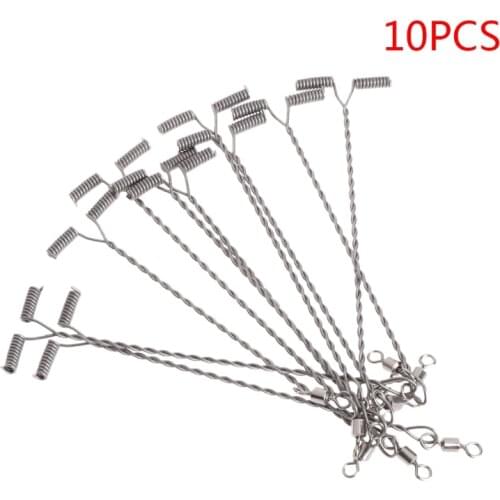 10Pcs Fishing Wire Arm With Swivel T Shaped Stainless Steel 9/12/15cm Rig Tackle