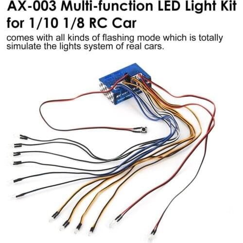 AX-003 Multi-function Ultra Bright LED Lamp Light System Kit for 1/10 1/8 RC Car HSP Traxxas TAMIYA CC01 Axial SCX10 D90