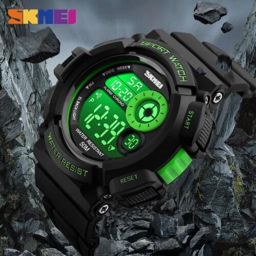 SKMEI Sport Watches Men Fashion Casual LED Colour Black Light Watch Shock Resistant 50M Waterproof Digital Wristwatches 1222