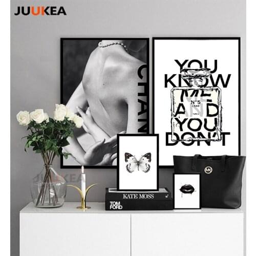 Modern Vogue COCO Black Lips Sexy Girl Perfume Canvas print Painting Posters group Wall Art Picture for Living Room Home Decor