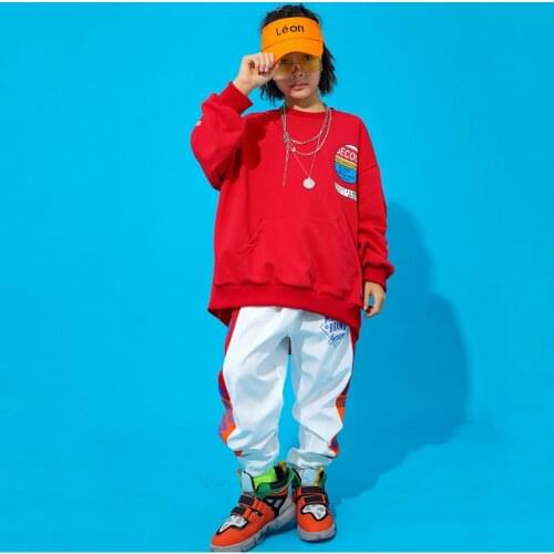 Boys Hip Hop Dance Costumes Loose Jazz Street Dance Performance Clothing Practice Wear Long Sleeve Stage Rave Outfit DC2896