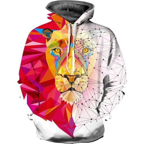 3D printing colorful lion head hoodies womens / mens hip hop streetwear sweatshirt girls 2018 fashion coat shirt mens clothes