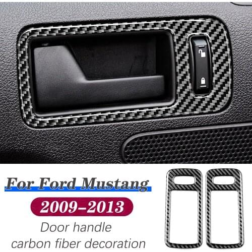 Carbon Fiber for Ford Mustang 2009 2010 2011 2012 2013 Accessories Interior Trim Car Door Handle Frame Covers Stickers