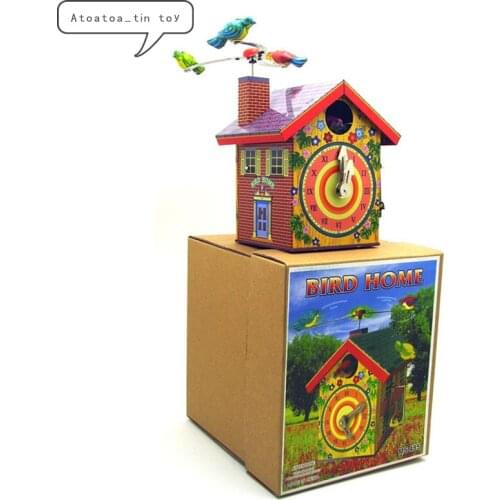 Vintage Collection Bird House Tin toys Classic Clockwork Wind Up Birds Model Tin Toys For Adult Kids Collectible Gift