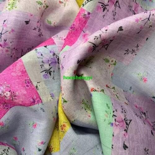 Foreign trade ramie cloth printing digital printing cloth fresh style clothing fabric