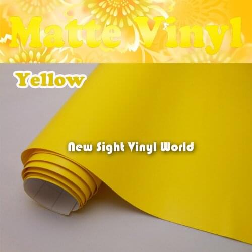 High Quality Yellow Matte Vinyl Wrap Matte Yellow Vinyl Matte Yellow Wrap Air Free For Car Decals Size:1.52*30m/Roll