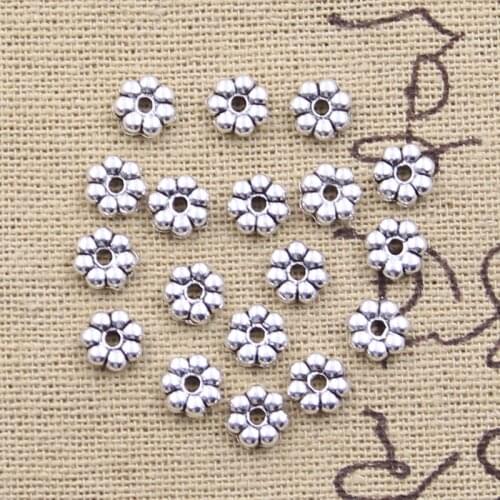 100pcs6x6mm Tibetan Antique Silver Color Flower Bead End Caps For Jewelry Making Findings Needlework DIY Accessories Wholesale