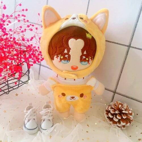20cm Plush Dolls dog pattern Clothes Outfit Accessories for Korea Sean Xiao EXO Idol Dolls Bodysuit Clothing Fans Gift