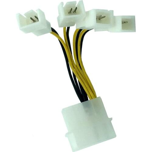 5pc Fan Splitter 4-Pin Molex To 3-Pin 5V/7V/12V (3x Sockets),5cm