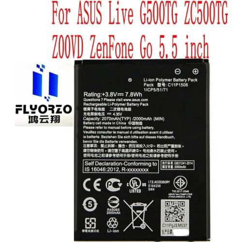 High Quality 2070mAh C11P1506 Battery For ASUS Live G500TG ZC500TG Z00VD ZenFone Go 5.5 inch Mobile Phone