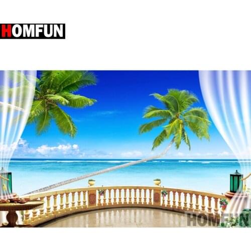 HOMFUN Full Square/Round Drill 5D DIY Diamond Painting "Sea scenery" Embroidery Cross Stitch 5D Home Decor Gift A14530