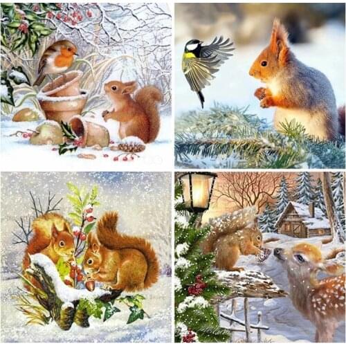 PDMDOG Diamond Painting Full Square/Round Drill 5D DIY "Animal squirrel" Daimond Embroidery Rhinestone Cross Stitch Decor