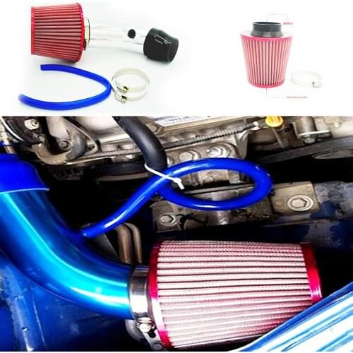 Car Intake Filter Kit 76mm Mushroom Head Filter Cold Air Intake Pipe Kit With Air Filter High Flow Replacement Aluminum Pipe