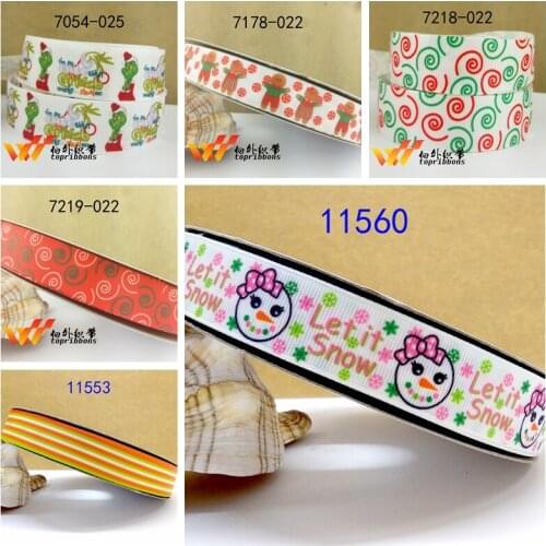 Free shipping 50 yard Christmas printed grosgrain ribbon 6443