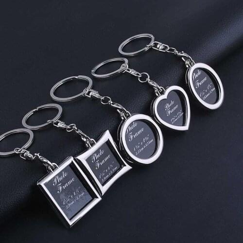Metal Alloy Insert Personalised Picture Photo Frame Heart Square Apple Shaped Key Ring Keychain Fob Love Crafty Gift