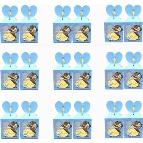 Disney Beauty and the beast Theme Cartoon Paper Candy Boxes Baby Shower Souvenirs Gift Candy Boxes Birthday Party Decorations