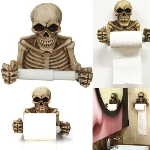 Skull Toilet Paper Roll Holder Wall Mount Dry Towel Bathroom Home Decor LB88