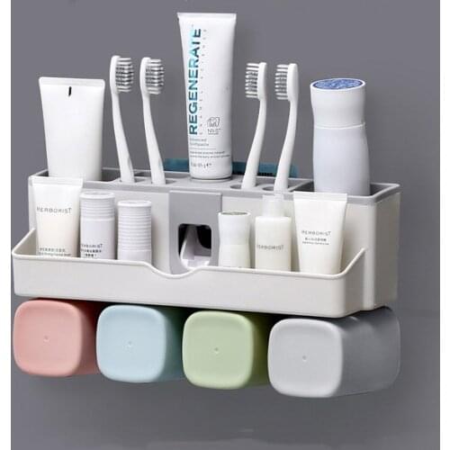 Toothbrush Holder Bathroom Storage Toothbrushes Rack Shelf Bracket Plastic Toothpaste Organizer H1167