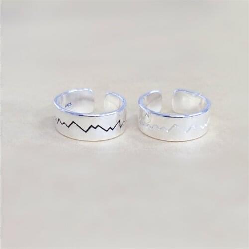 HEYLUOKE 2019 Korean Style heart beat ECG punk gothic ring for women girls boho rings jewelry love KJZ0364