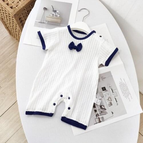 Newborn Baby Clothes Summer Short Sleeved Cotton Baby Boys Girls Bodysuit 0-24 Solid Color Baby Costume
