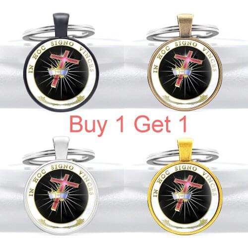 Buy 1 Get 1 New Cross Crown Glass Dome Key Chains Charms Men Women Key Ring Jewelry Gifts