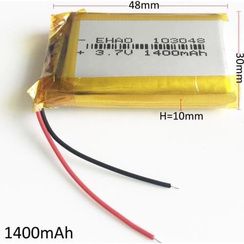 3.7V 1400mAh Lithium Polymer Li-Po Rechargeable Battery 103048 For Mp3 MP4 GPS PSP DVD mobile video game PAD E-books Tablet PC