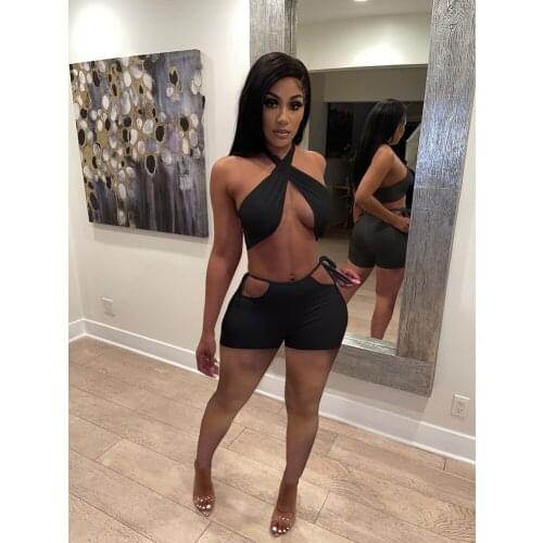 Fashion Sexy Solid Two Piece Shorts Tracksuit Sexy Night Club Party Beach Two Piece Set Women New Style Jogger Body Sexy Suit
