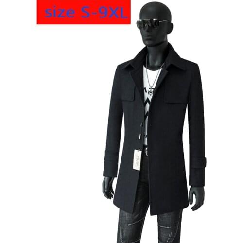 New Autumn Winter Overcoat Short Jacket Men Woolen Windbreaker Casual Single Breasted Thick Mens Wool Coat Plus Size S-8XL 9XL