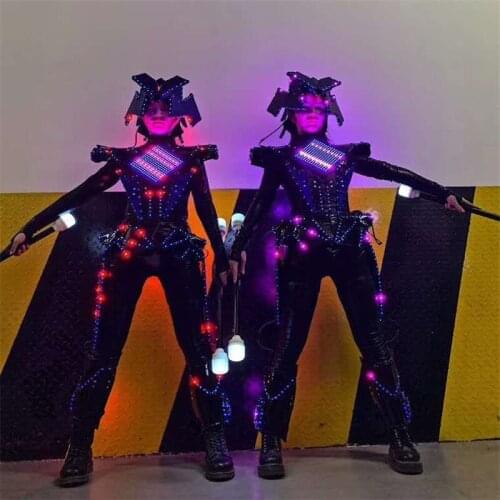 M28 Stage dance robot men suit dj armor dress helmet wears display colorful light costumes performance luminous outfits clothe
