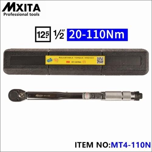 MXITA 1/2'' Drive 20-110NM Torque Wrench Tools Case Foot Pound Drive Click Adjustable Hand Spanner Ratchet Wrench Tool