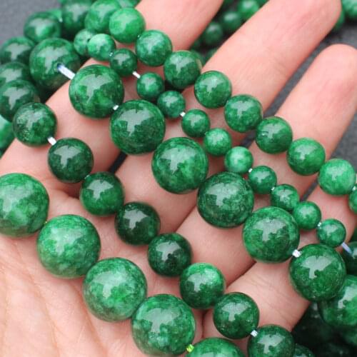 Natural Green Emerald Dry Green /Blackish Green Jades ,6-14mm Round beads ,For DIY Jewelry Making