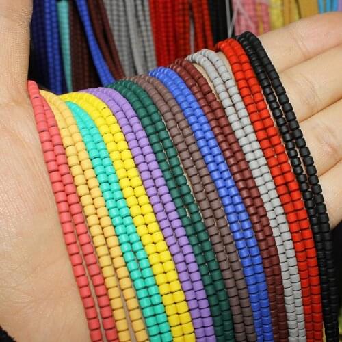 Natural Stone Hematite Beads Candy Color Matte Cylindrical Spacer Beads for Making DIY Charm Necklace Bracelet Accessories