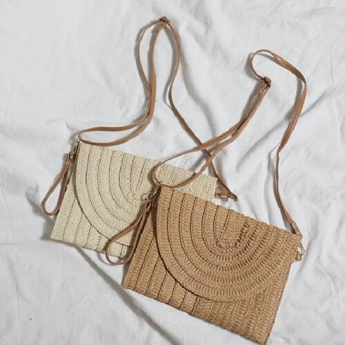 2021 Newest Elegant Envelope Crossbody Bag Weave Straw Handbag Large Capacity Casual Retro Classic Shoulder Pack for Women
